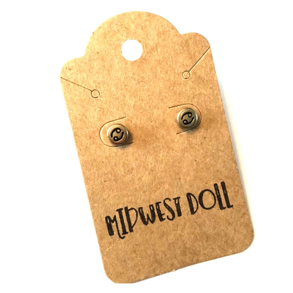 Cancer Gold Stud Earrings Unique Gift Idea ZODIAC